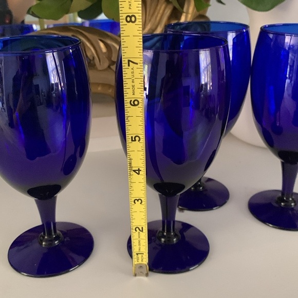 Vintage Libbey Cobalt Colored Glasses Goblets - Set of 6 Royal blue pedestal - Picture 7 of 8